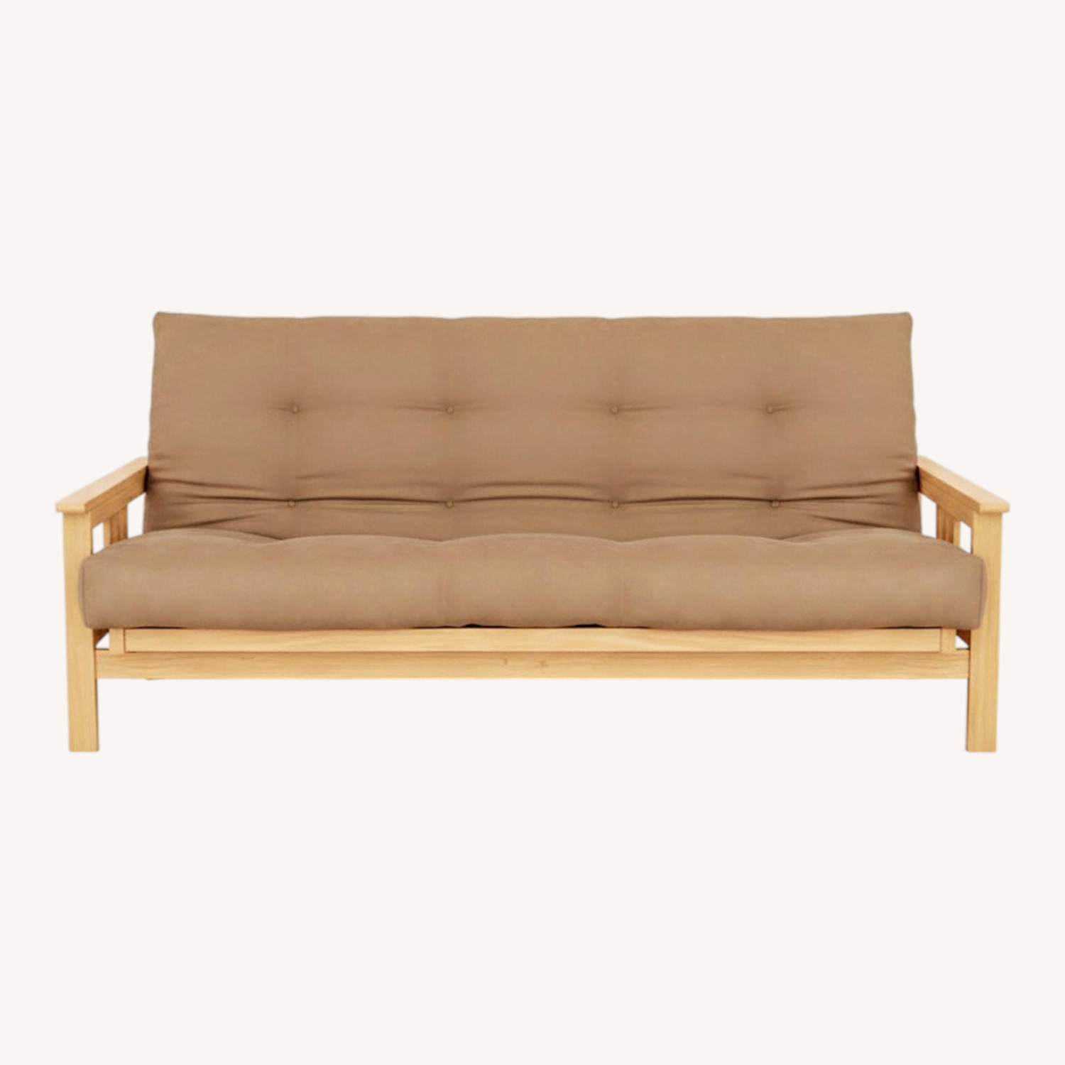 Light Brown Wood Futon - image-0