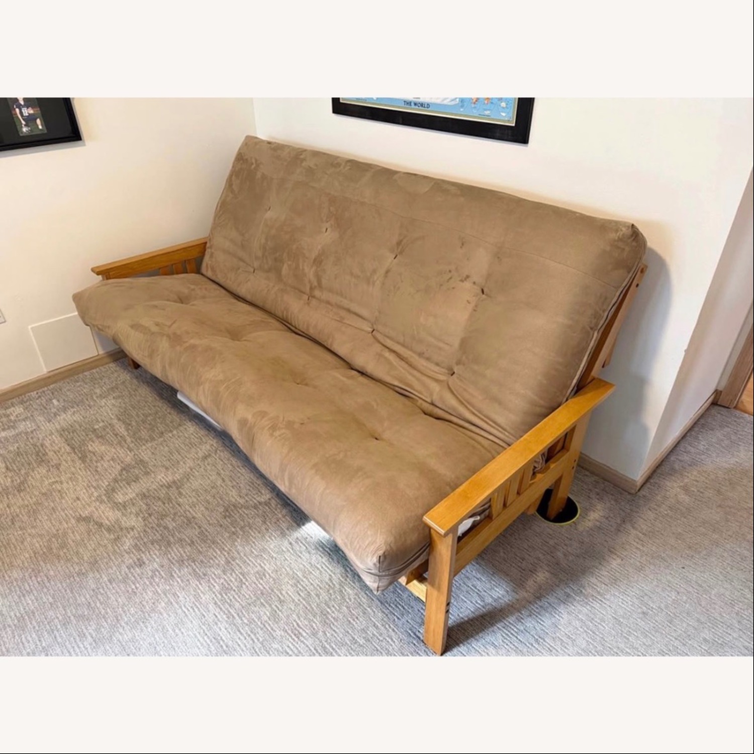 Light Brown Wood Futon - image-1
