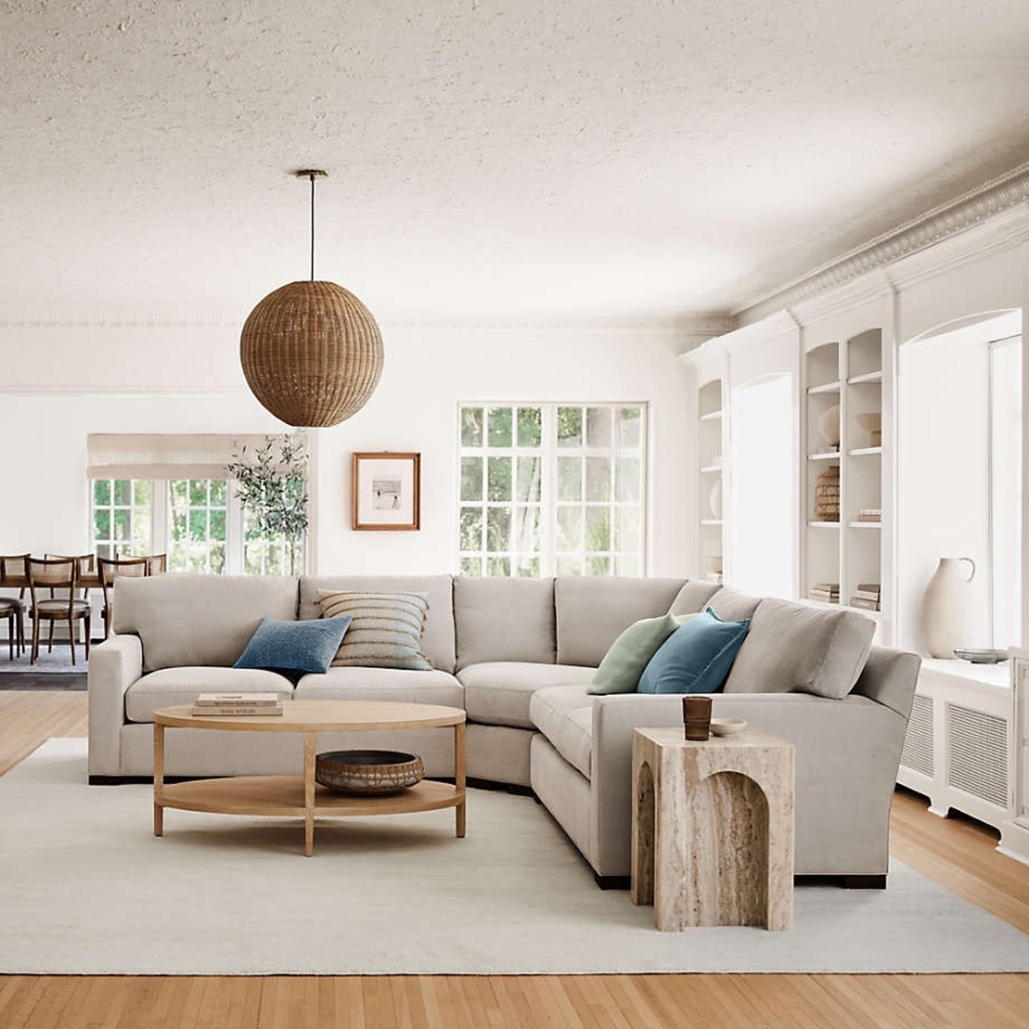 Crate & Barrel Light Gray 3+ Piece Sectional - image-2