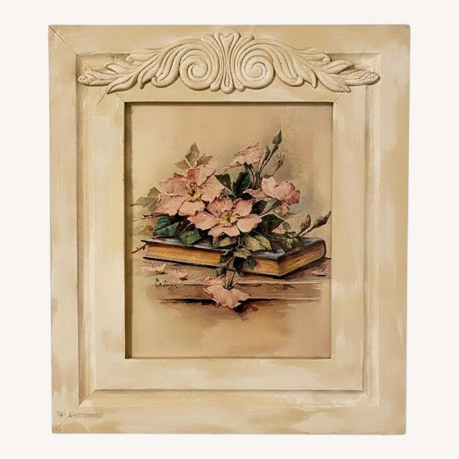 Vintage PAUL DE LONGPRE ROSES Picture - image-0