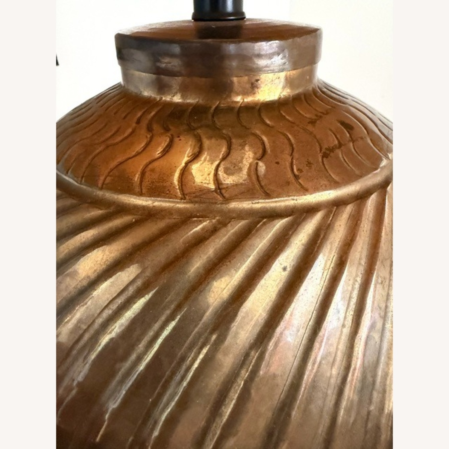Vintage Ribbed Brass Lamp Hollywood Regency  - image-2