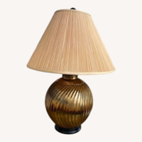 Vintage Ribbed Brass Lamp Hollywood Regency 