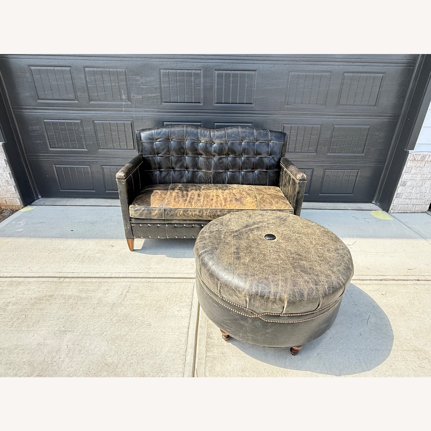 Old Hickory Tannery Leather Loveseat & Ottoman  - image-1