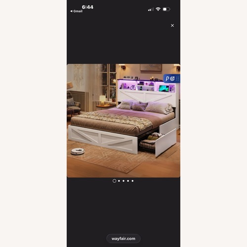 Used Wayfair White Wood Queen Bed for sale on AptDeco