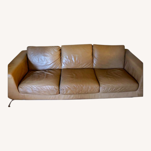 Used Wayfair Dark Brown Leather 3+ Seater Sofa for sale on AptDeco