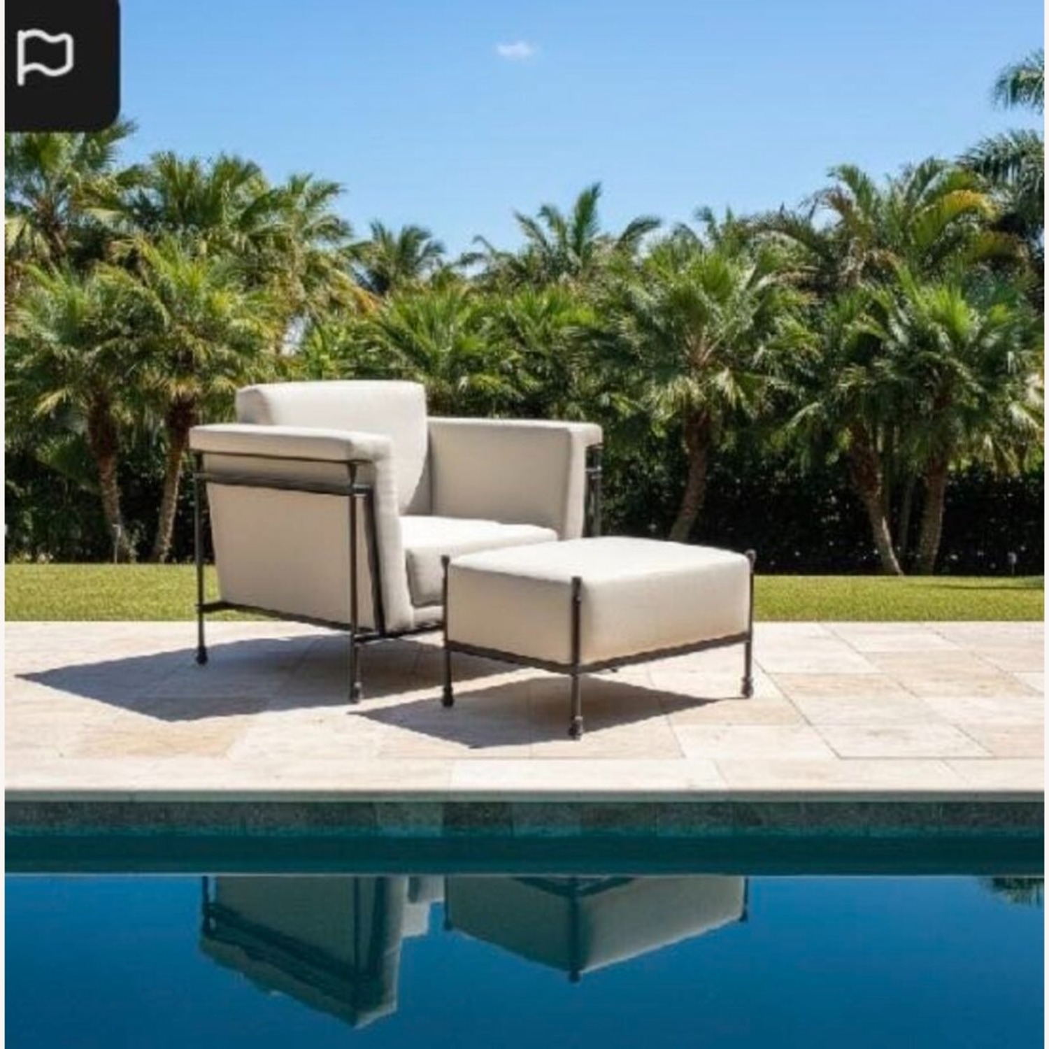 Metal X-Base Armchair w Ottoman Outdoor - image-12
