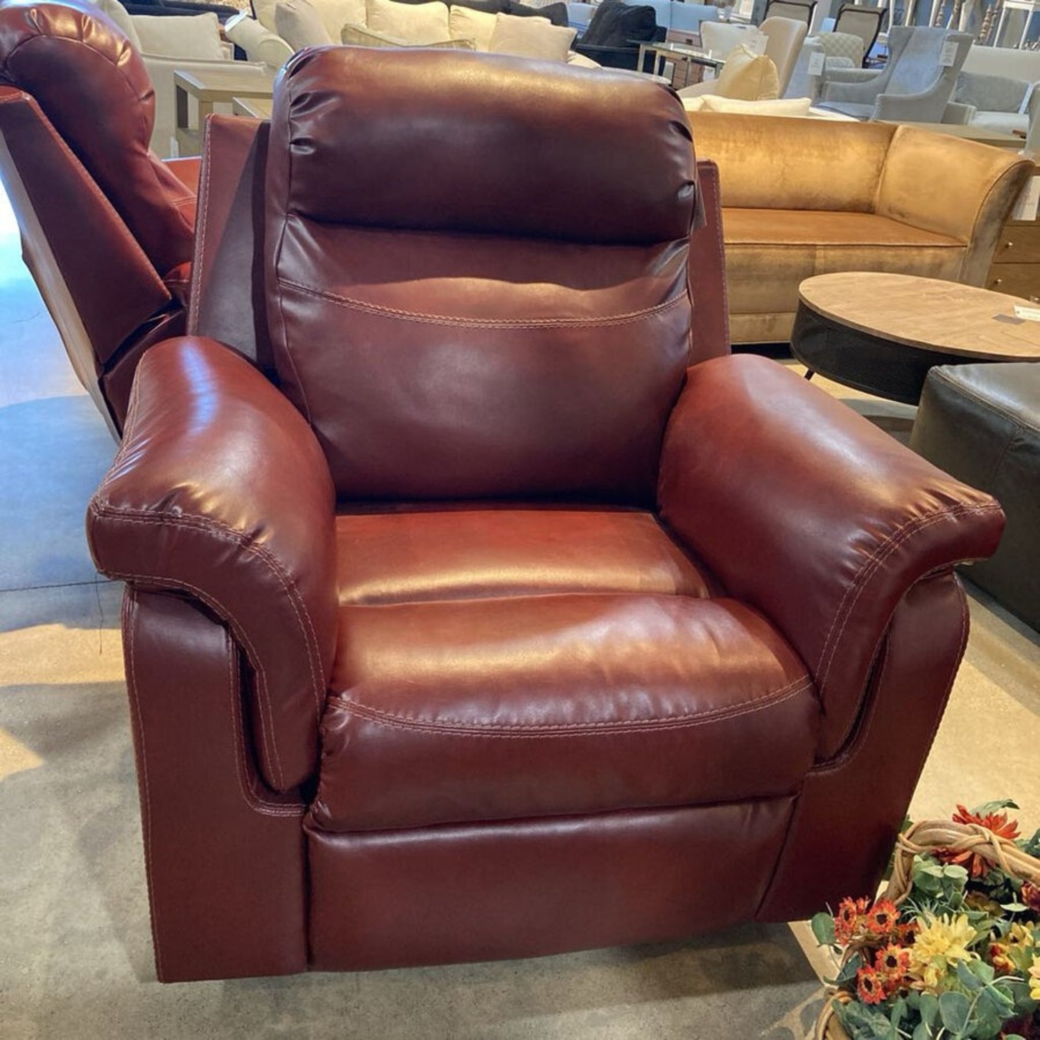 Leather Manual Swivel Glider Recliner - image-4