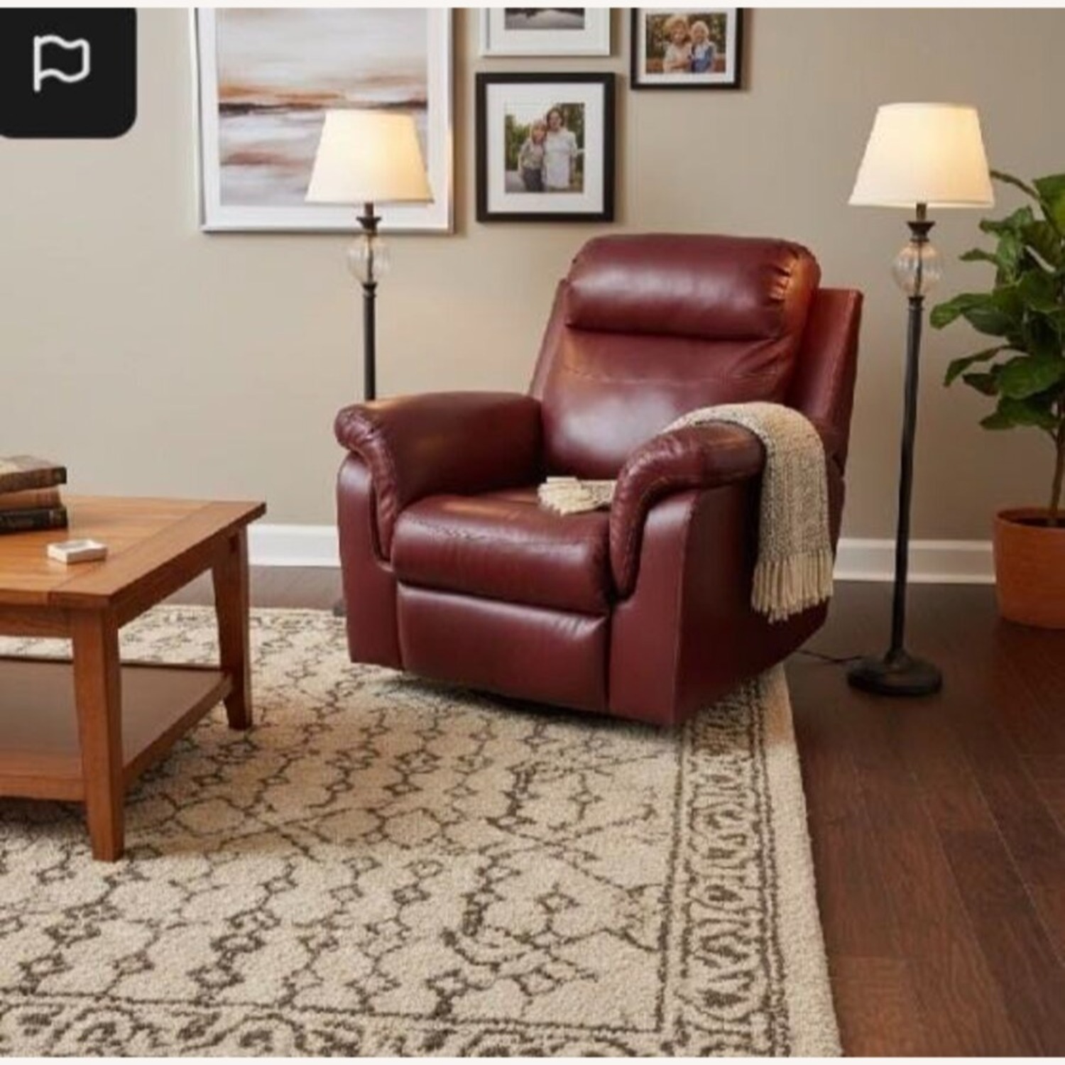 Leather Manual Swivel Glider Recliner - image-1