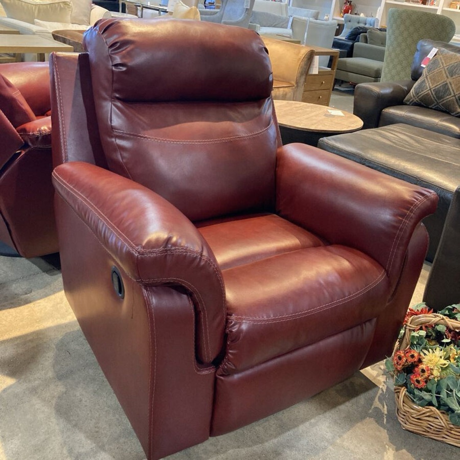 Leather Manual Swivel Glider Recliner - image-3