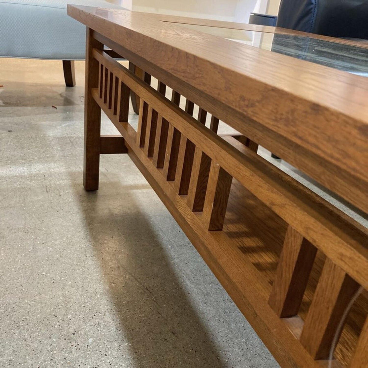 Craftsman Mission Style Stained Glass Top Table - image-9