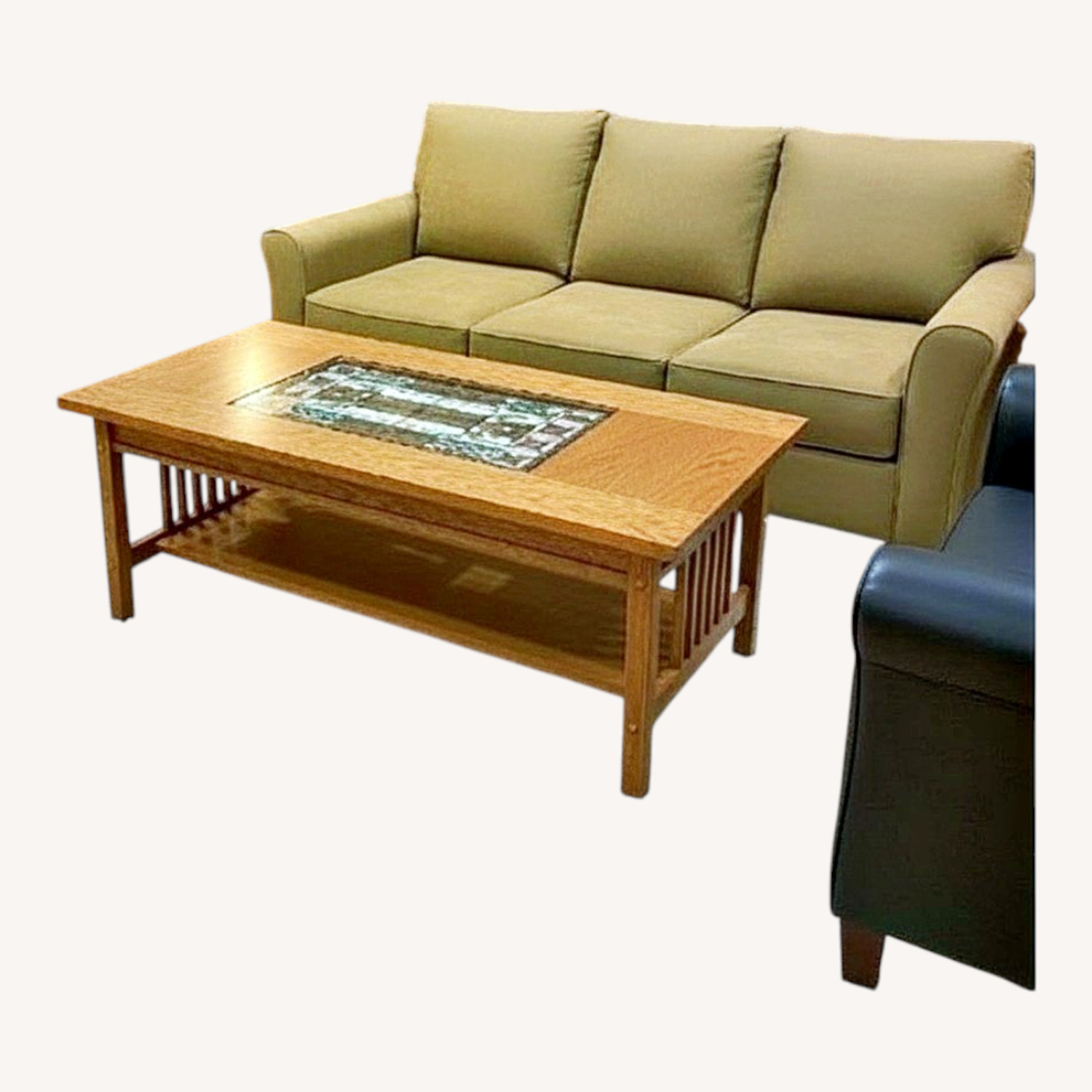 Craftsman Mission Style Stained Glass Top Table - image-11
