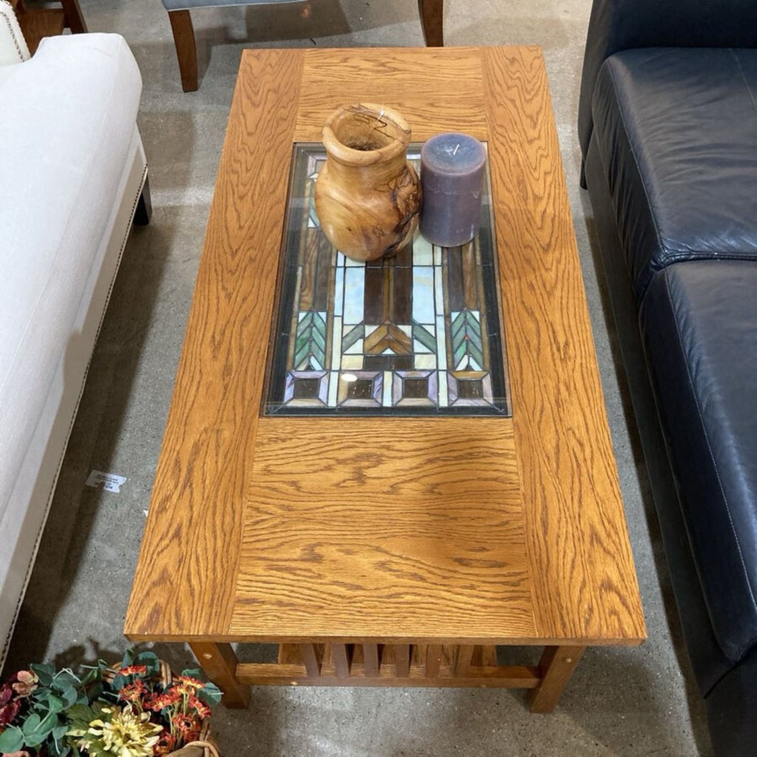 Craftsman Mission Style Stained Glass Top Table - image-4