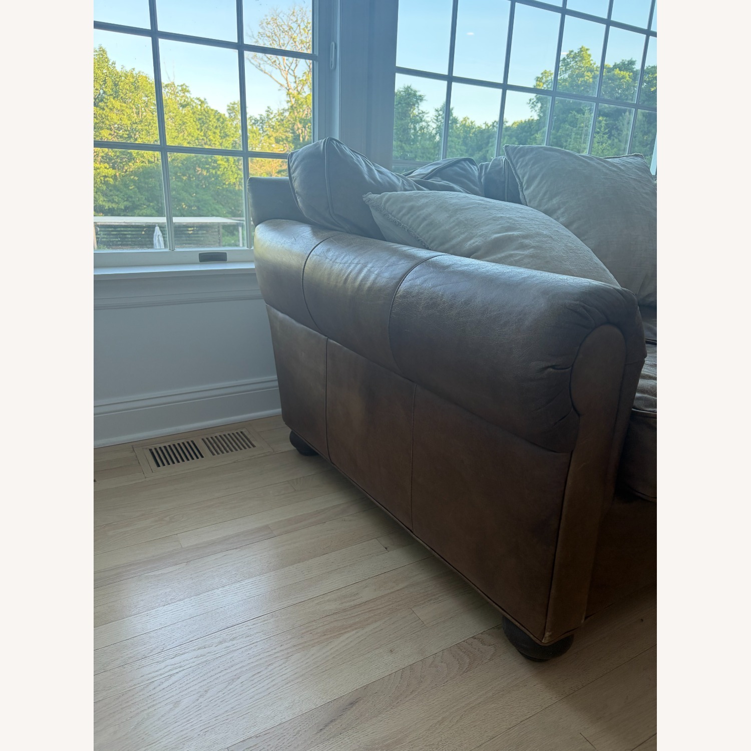 Restoration Hardware Lancaster Leather Brown Sofa - image-3