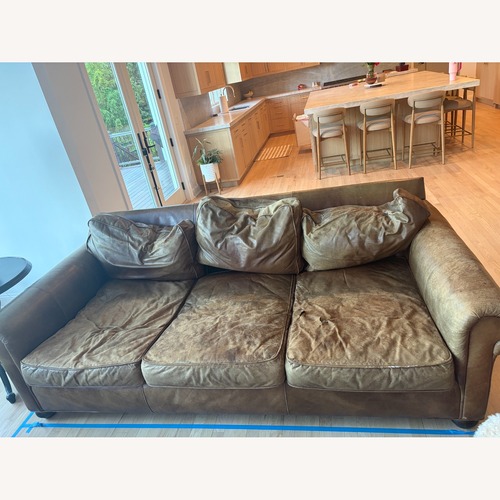 Used Restoration Hardware Lancaster Leather Brown Sofa for sale on AptDeco