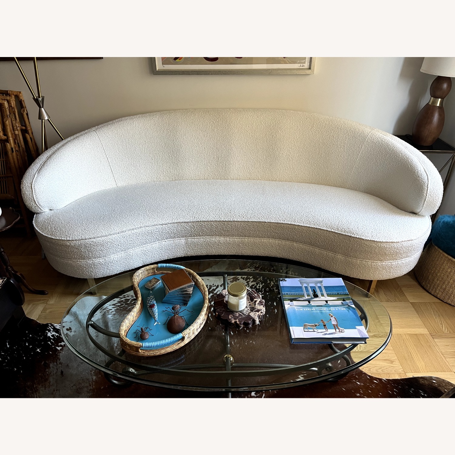 Safavieh Couture Primrose White Boucle Curved Sofa - image-1