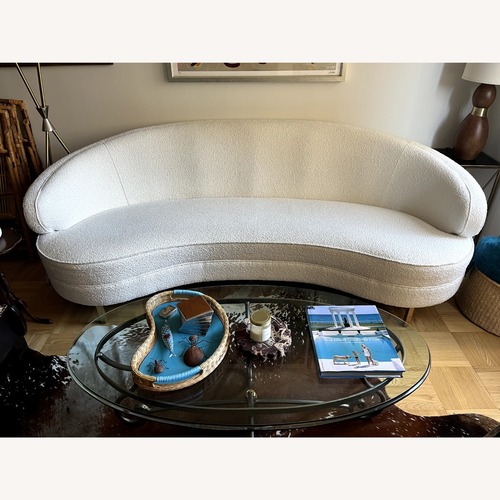 Used Safavieh Couture Primrose White Boucle Curved Sofa for sale on AptDeco