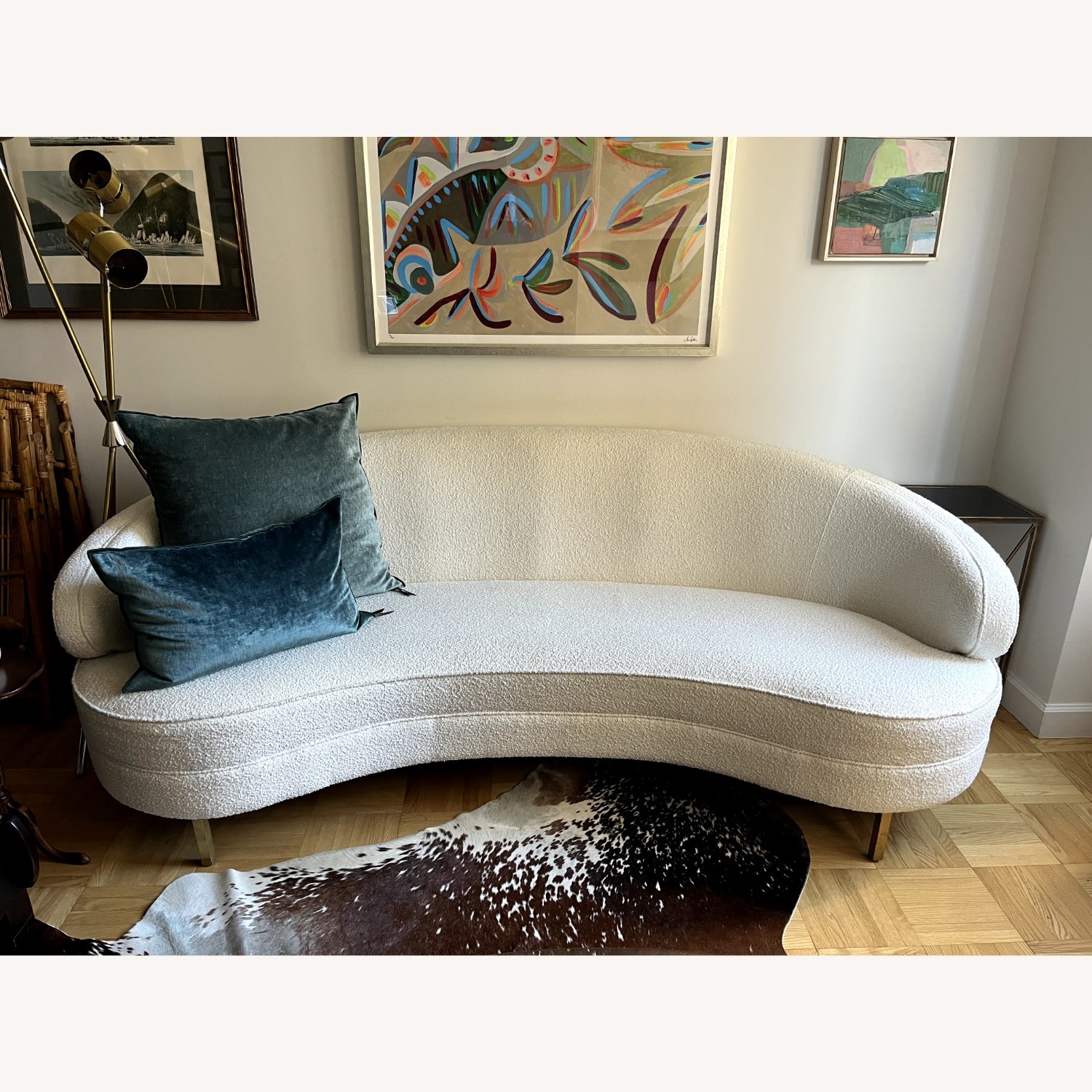 Safavieh Couture Primrose White Boucle Curved Sofa - image-3