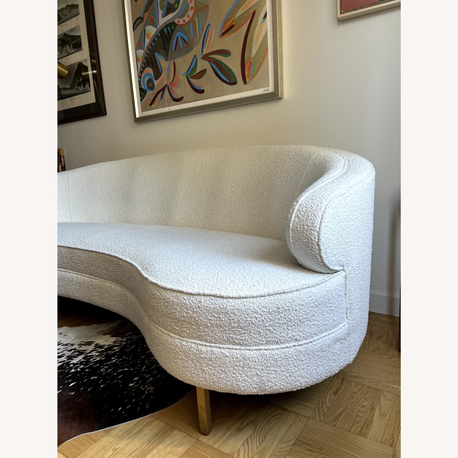 Safavieh Couture Primrose White Boucle Curved Sofa - image-4