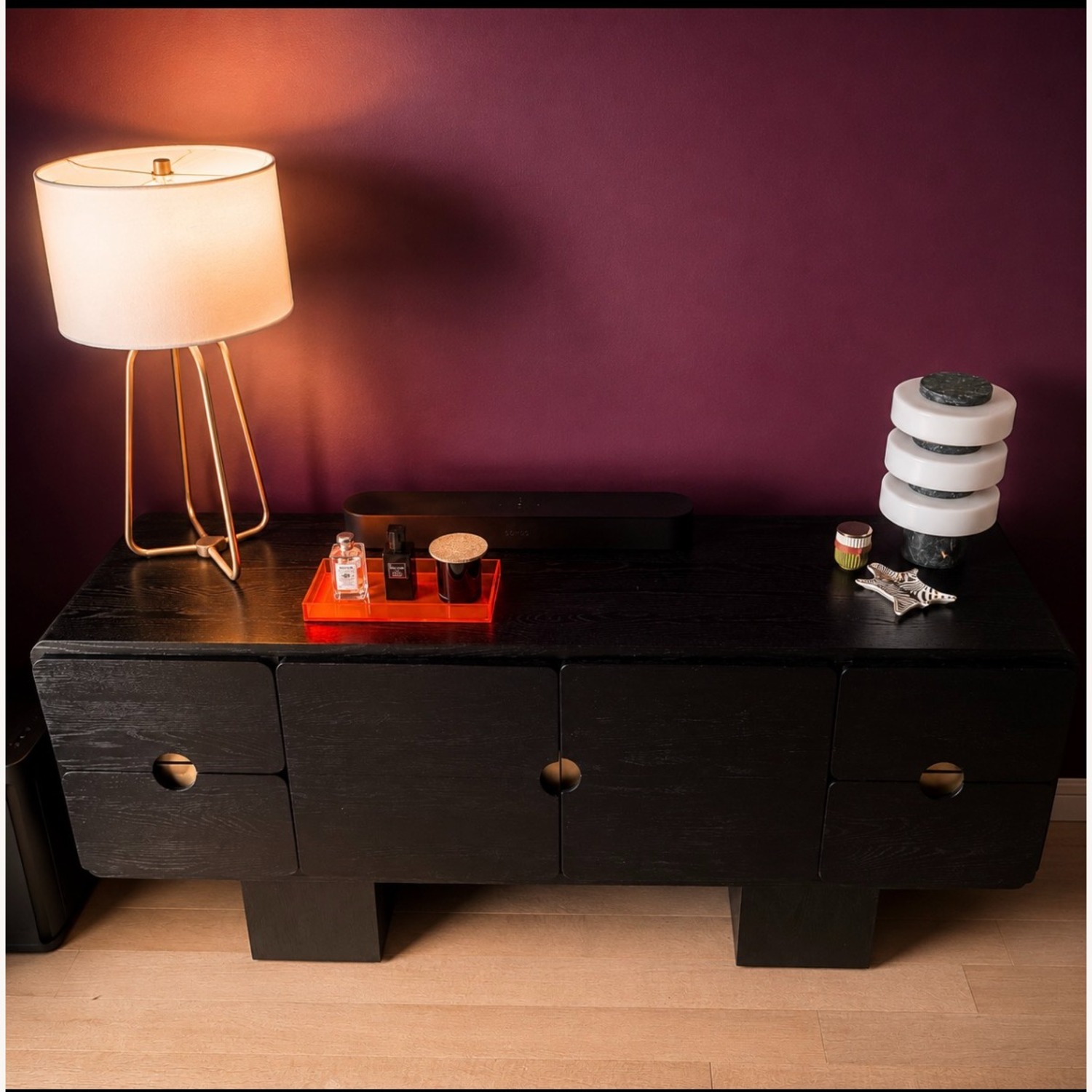 CB2 Bishop 72" Black Oak Wood Credenza - image-1