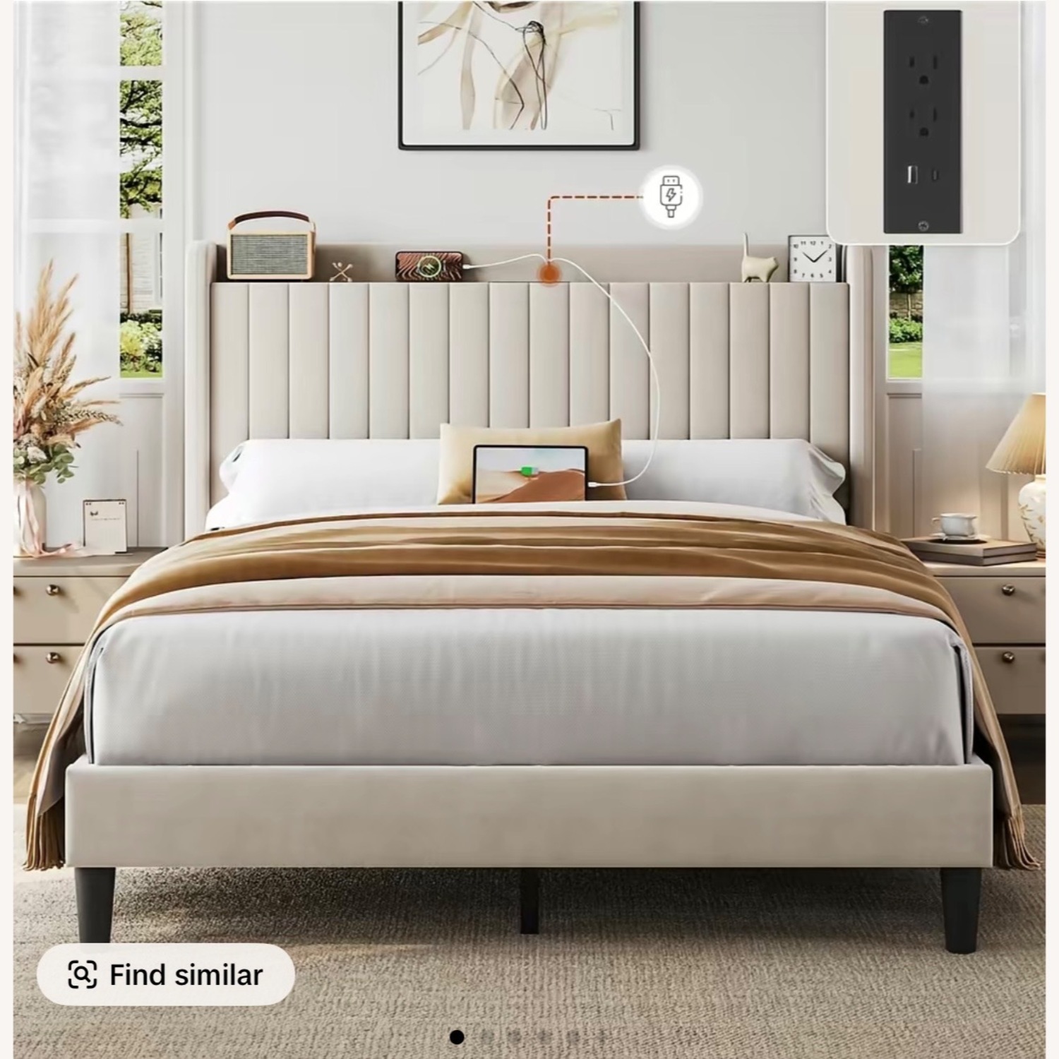 Yaheetech Upholstered Bed Frame Queen - image-2