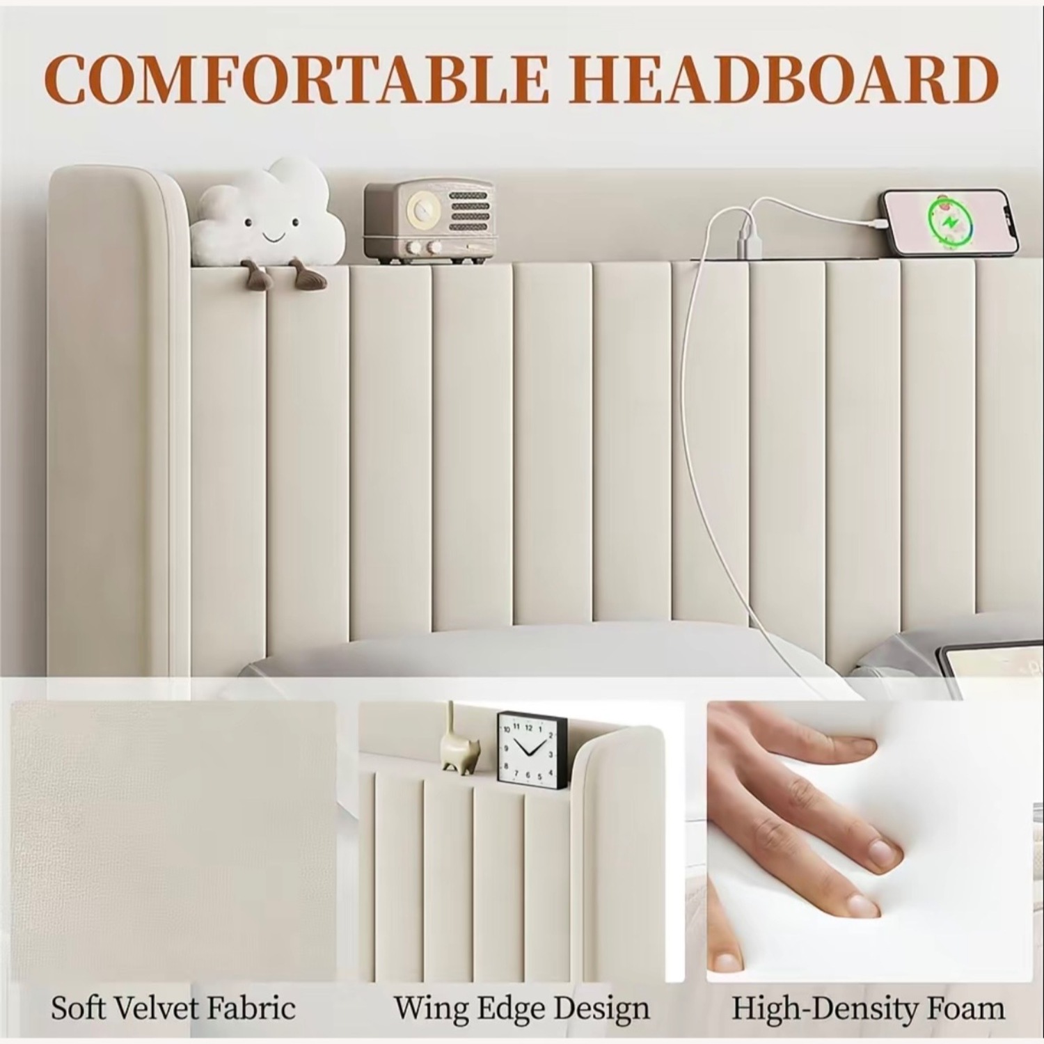 Yaheetech Upholstered Bed Frame Queen - image-3