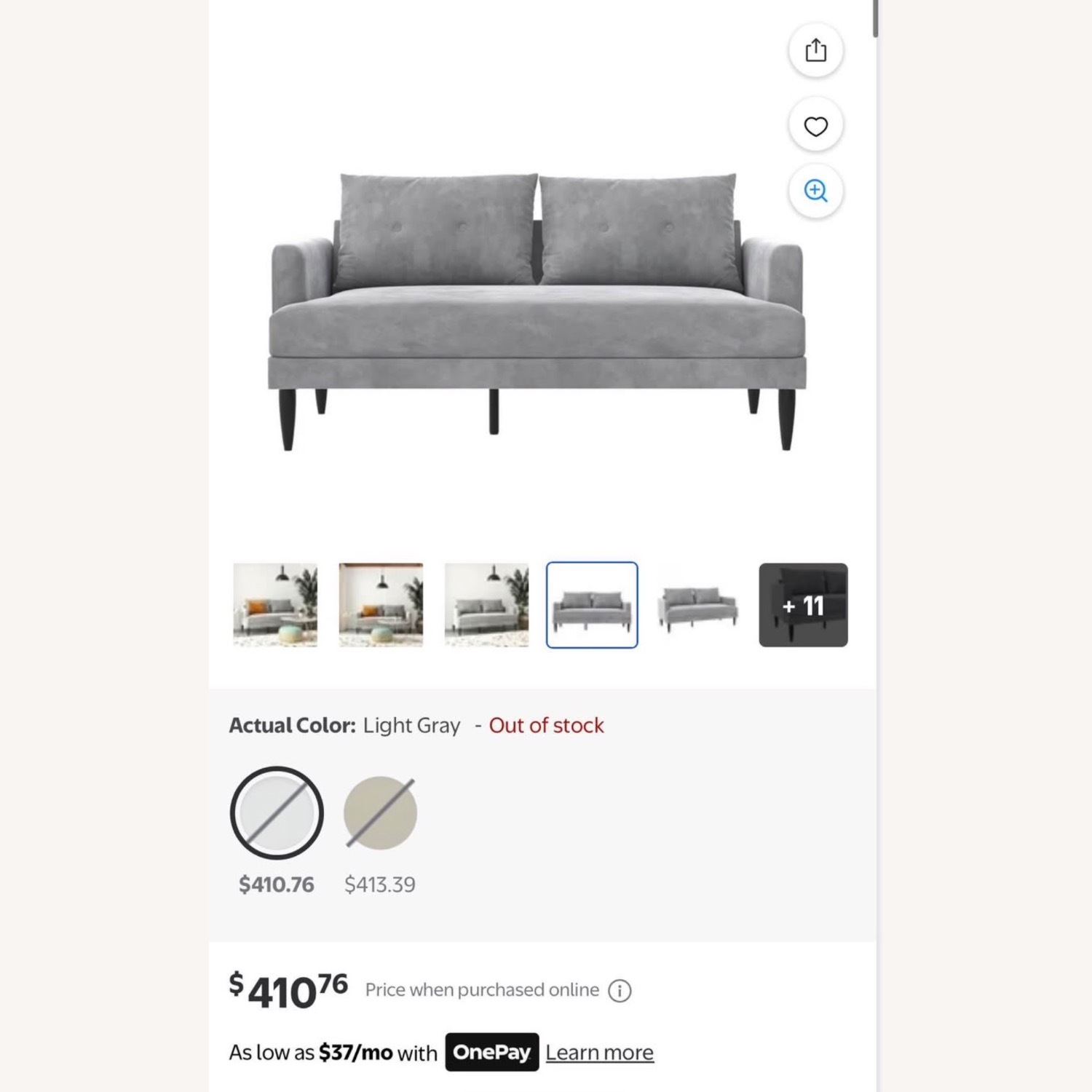 Super Soft & Modern Light Gray Sofa / Loveseat - image-2