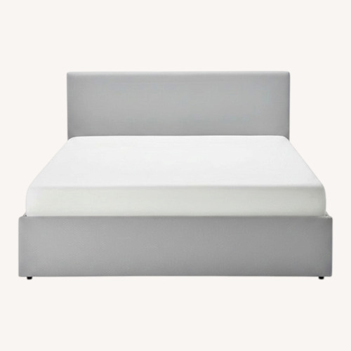 Used IKEA Gladstad Light Gray Fabric Queen Bed for sale on AptDeco