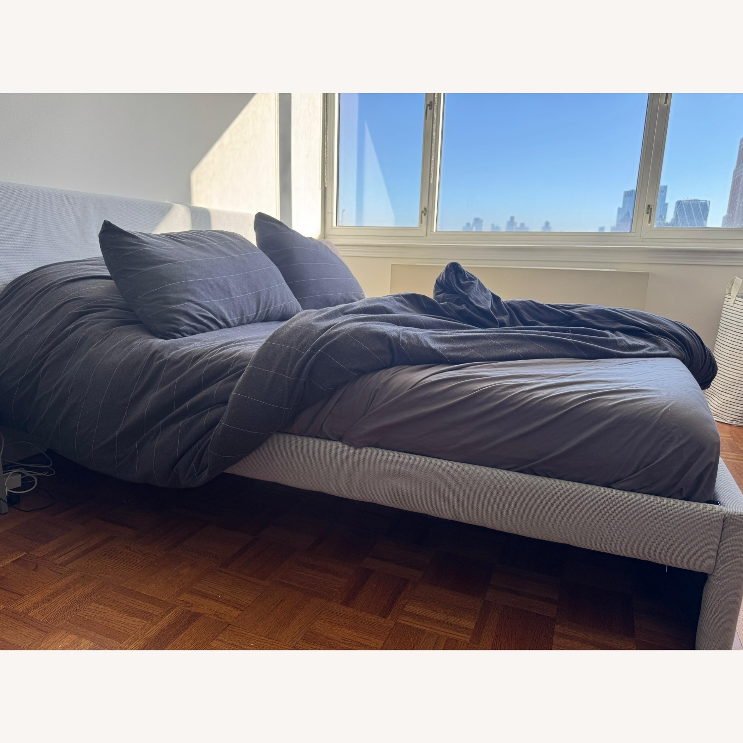 IKEA Gladstad Light Gray Fabric Queen Bed - image-3