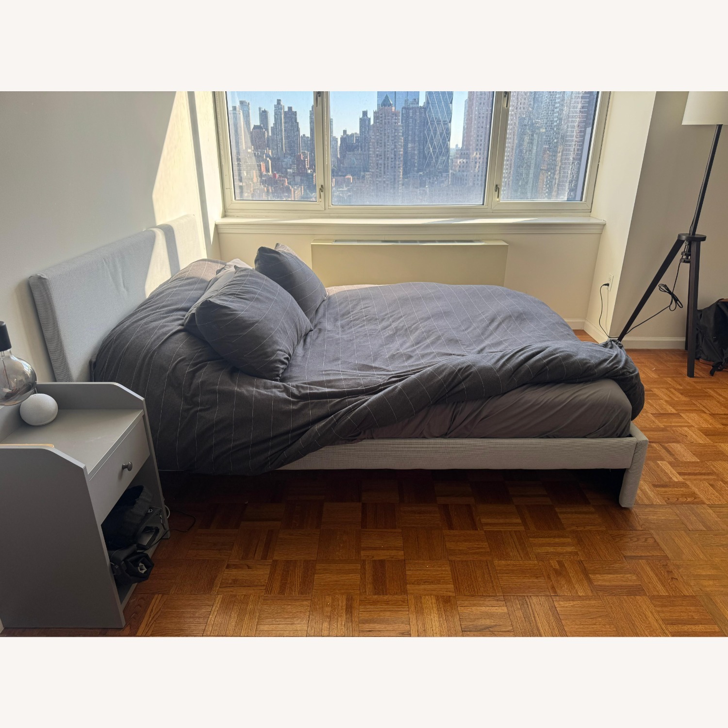 IKEA Gladstad Light Gray Fabric Queen Bed - image-4