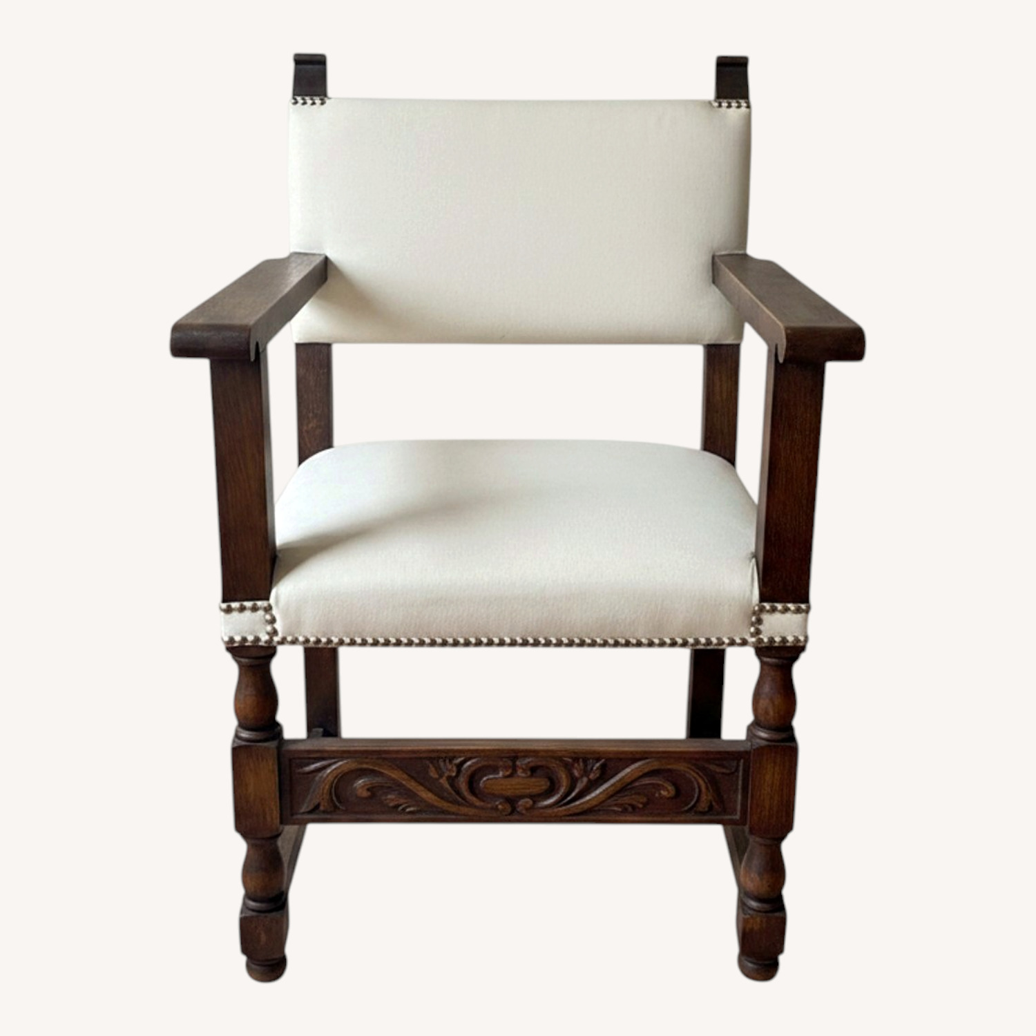 White Fabric Accent Chair - image-0