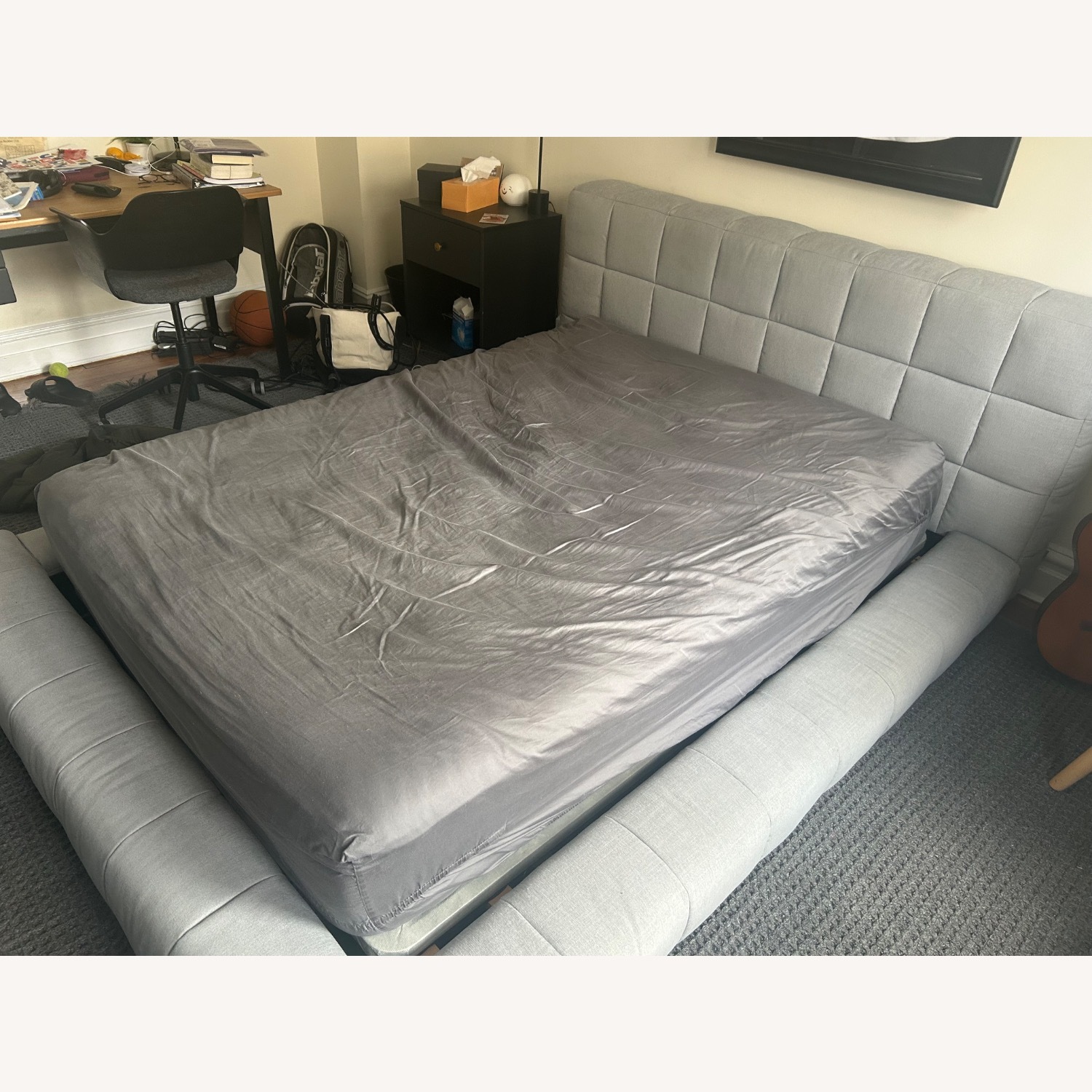 Pottery Barn Teen Light Gray Fabric Full Bed - image-2