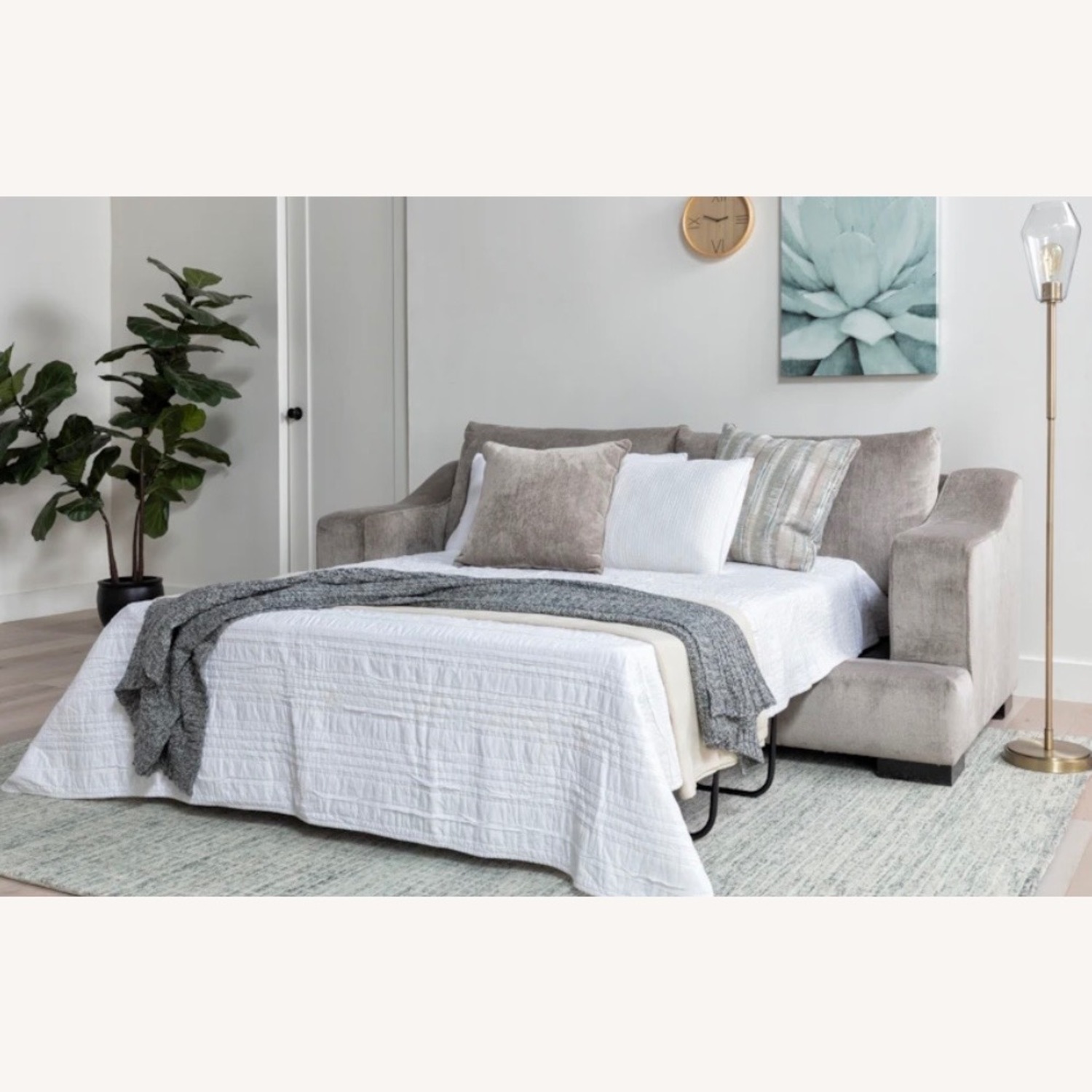 Living Spaces Light Gray Fabric Sleeper Sofa - image-2