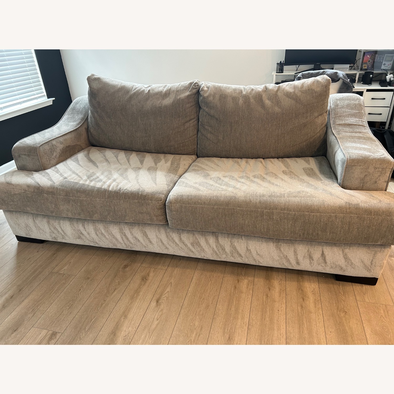 Living Spaces Light Gray Fabric Sleeper Sofa - image-3