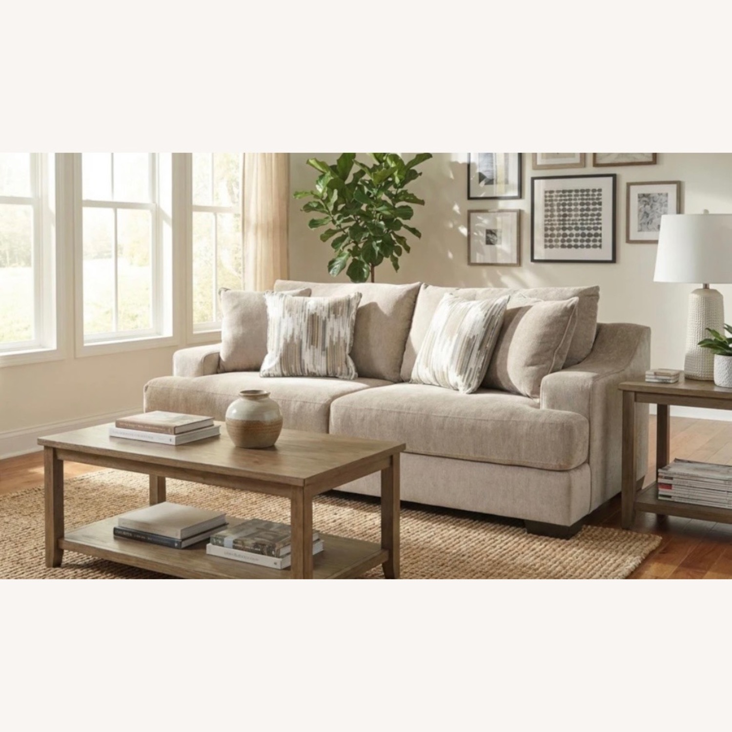 Living Spaces Light Gray Fabric Sleeper Sofa - image-1