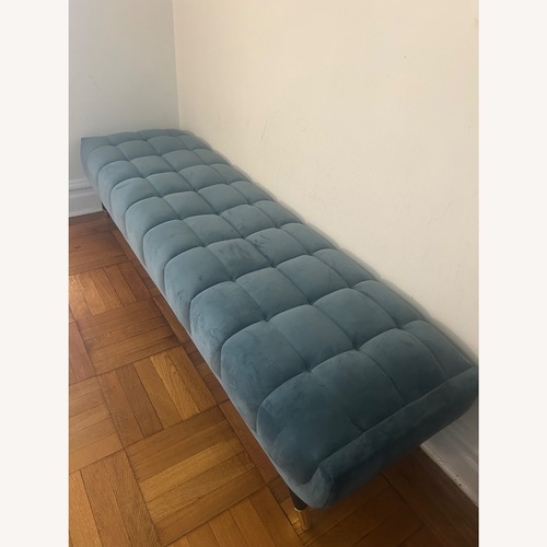 Used Bloomingdale's Turquoise Velvet Bench for sale on AptDeco