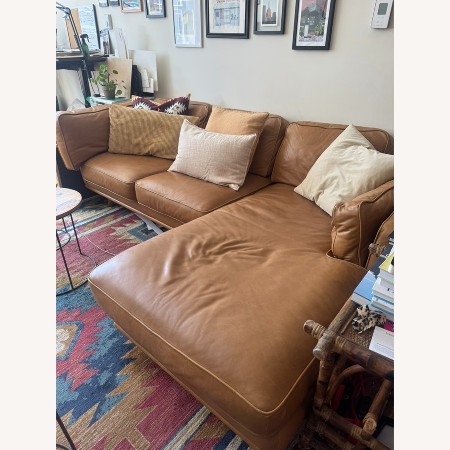 Article Timber Light Brown Leather 2 Piece Sectional - image-2