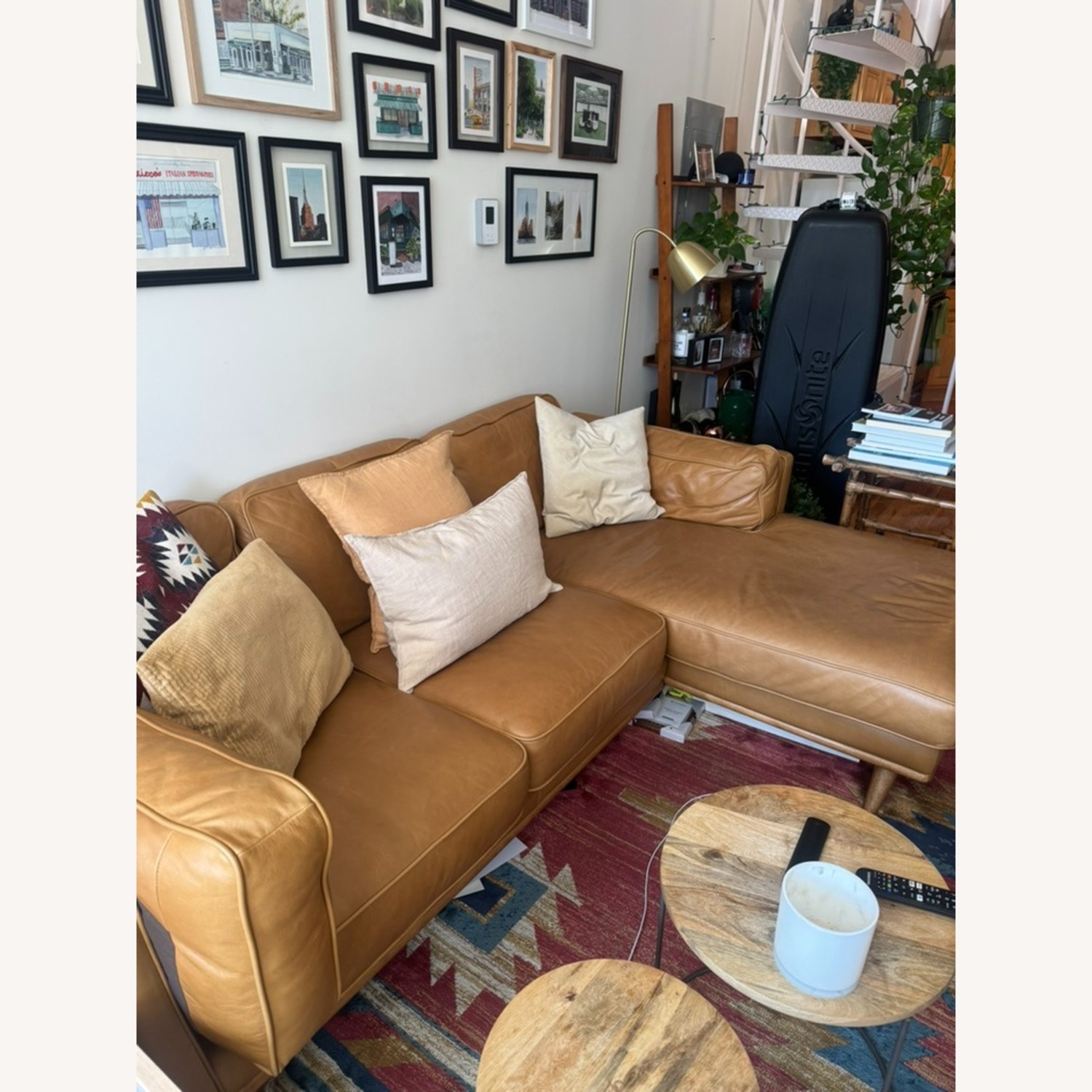 Article Timber Light Brown Leather 2 Piece Sectional - image-3