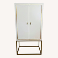 Vintage White and Gold Bar Cabinet