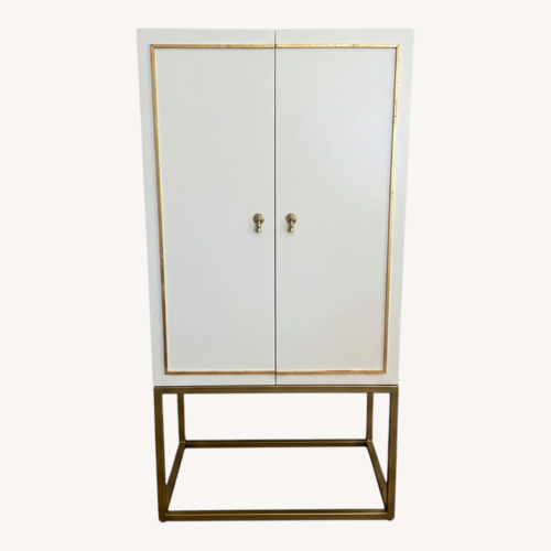Used Vintage White and Gold Bar Cabinet for sale on AptDeco