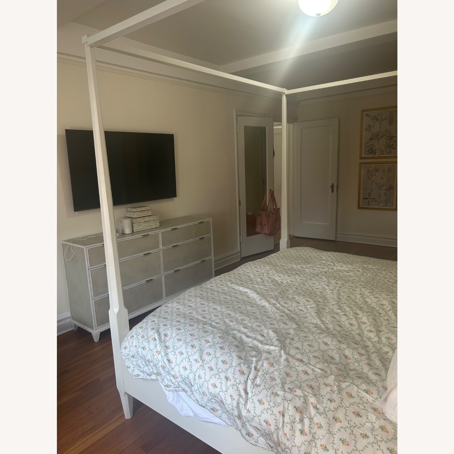 Wayfair White Wood Canopy Queen Bed - image-5
