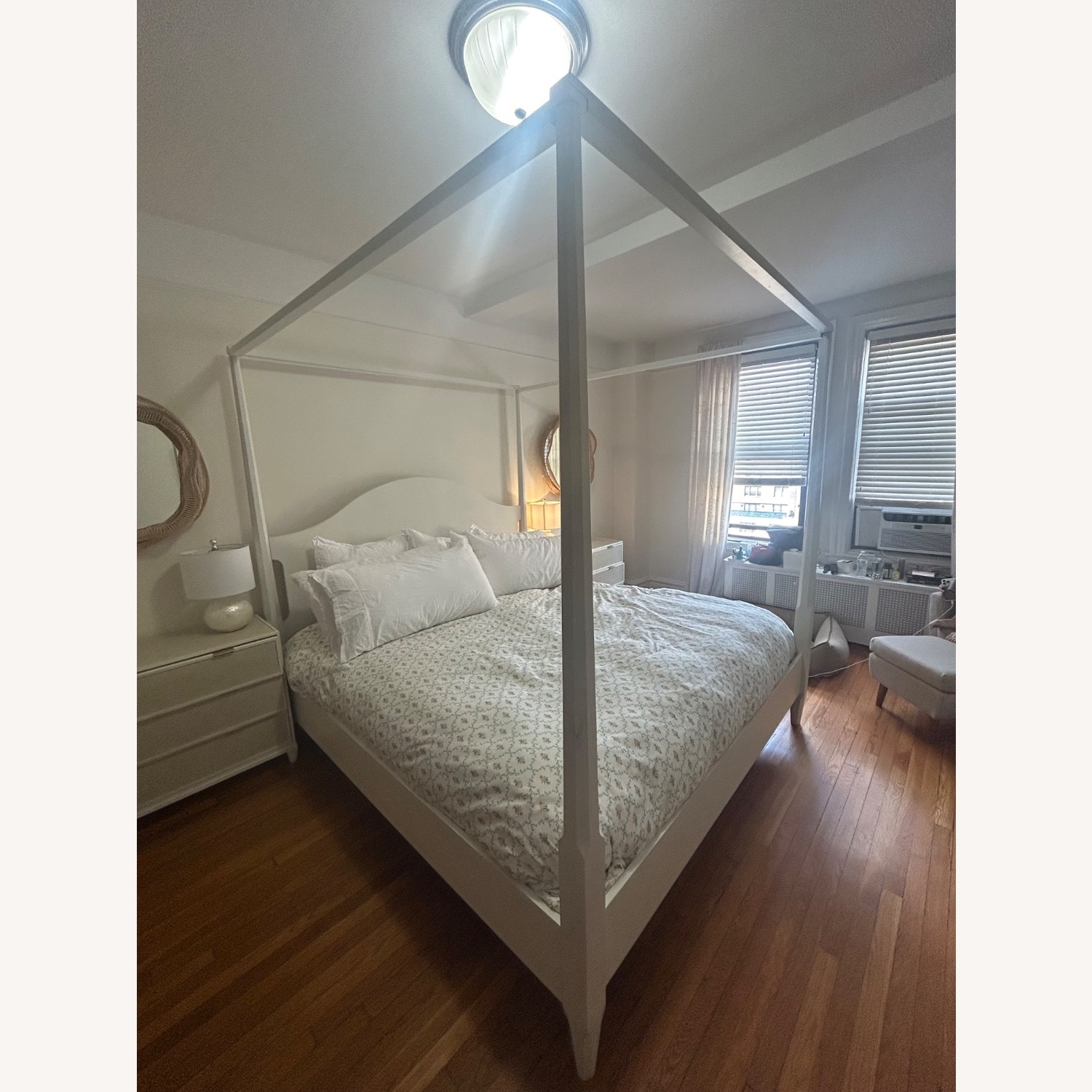 Wayfair White Wood Canopy Queen Bed - image-1