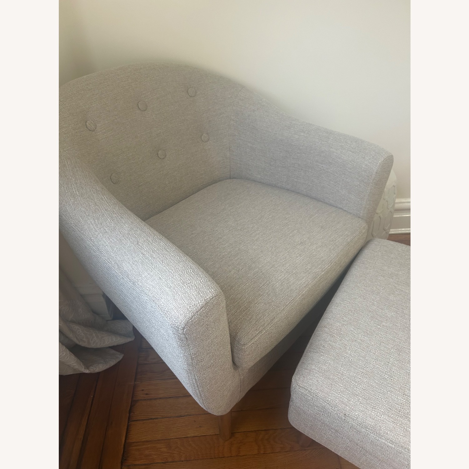 Natural Fabric Armchair and Ottoman - image-2