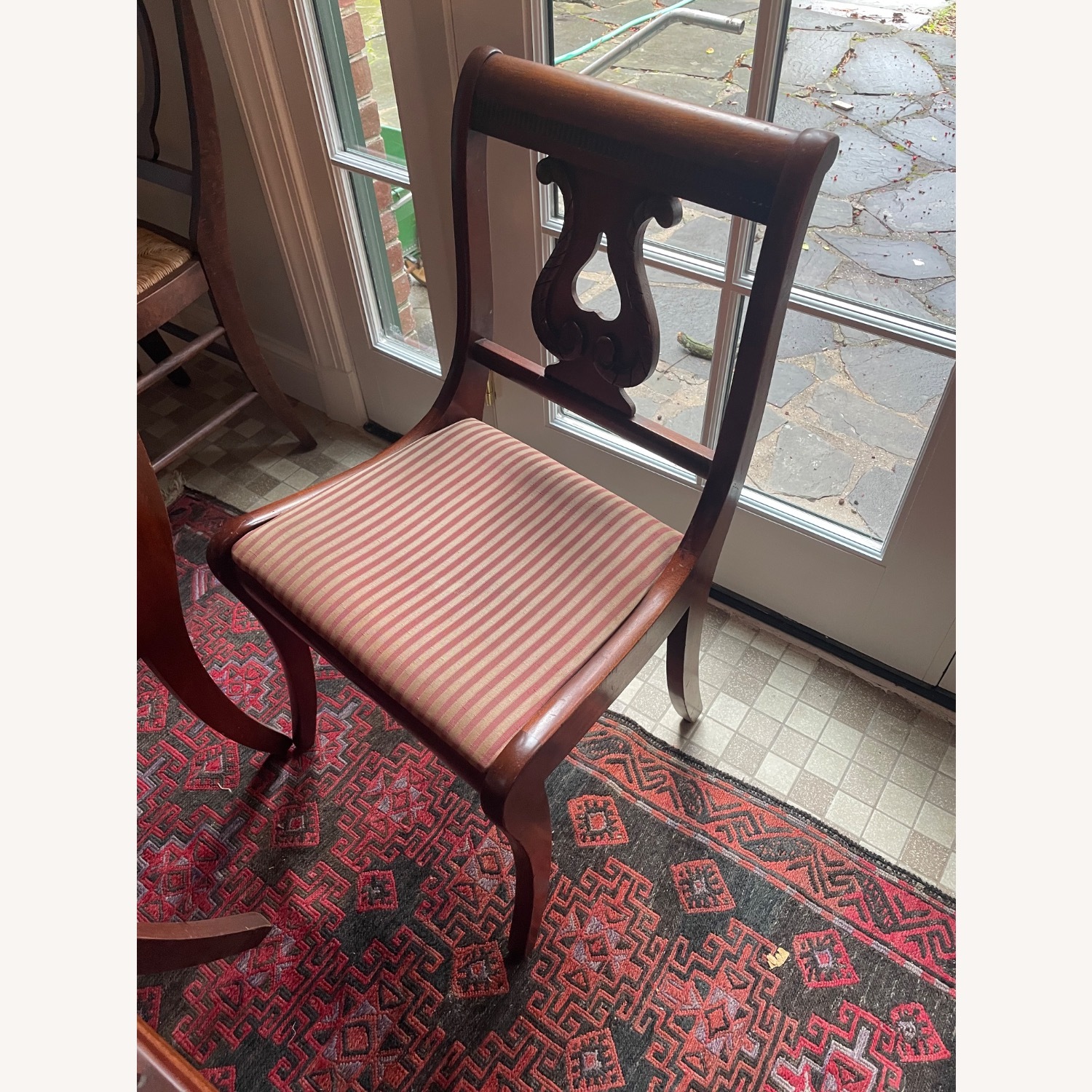 Antique Dark Brown Wood Dining Table 4 Chairs - image-6