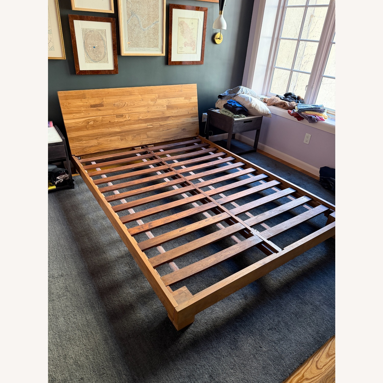 CB2 Dark Brown Wood Queen Bed - image-2