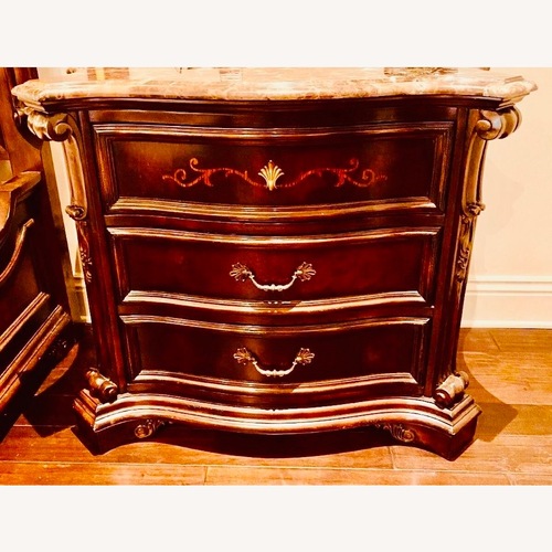 Used Ashley Antique 3-Drawer Dresser w Designer Marble Top for sale on AptDeco