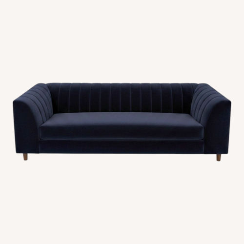 Used Taylor Made Custom Blue Velvet 3+ Seater Sofa for sale on AptDeco