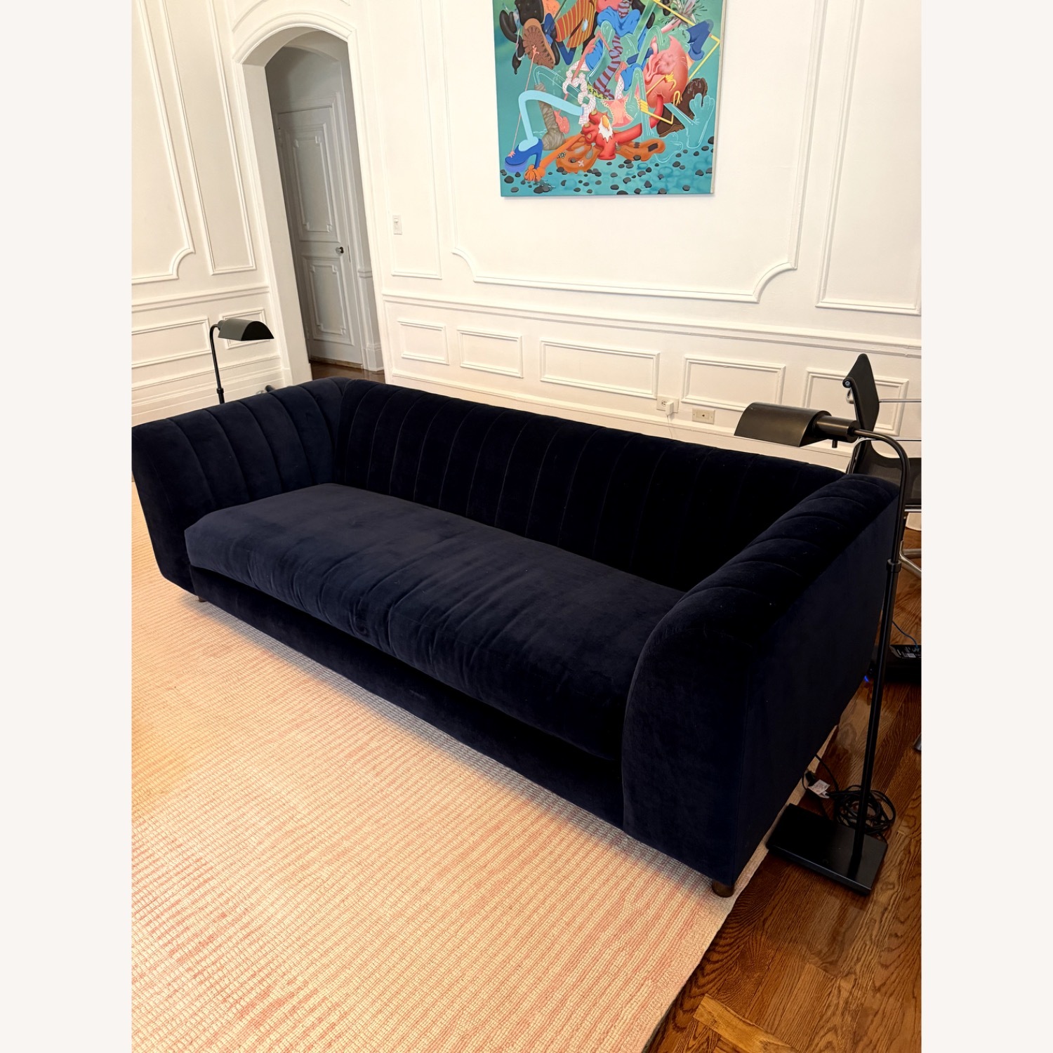 Taylor Made Custom Blue Velvet 3+ Seater Sofa - image-2