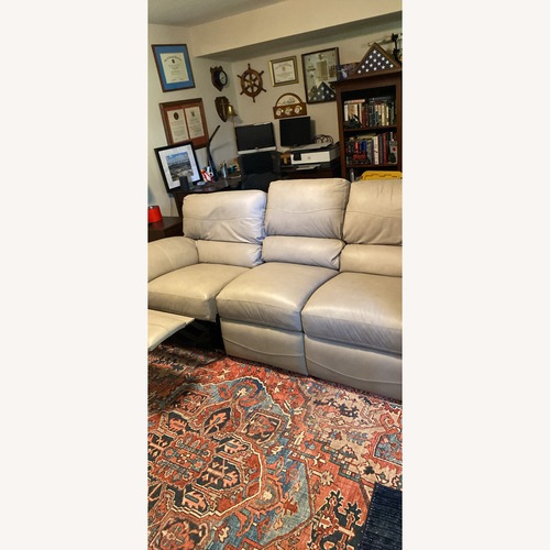 Used La-Z-Boy Light Gray Leather 3+ Seater Sofa for sale on AptDeco