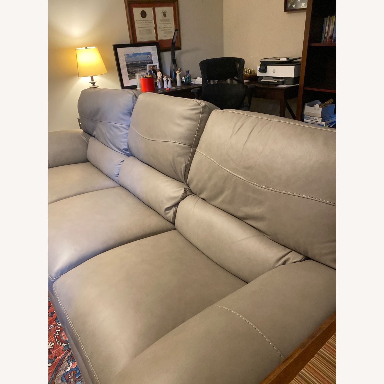 La-Z-Boy Light Gray Leather 3+ Seater Sofa - image-3