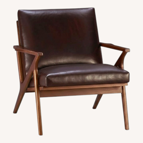 Used Crate & Barrel Cavett Leather Chair w Ottoman for sale on AptDeco